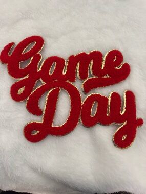 "Game Day" Applique with Gold Trim Large For Apparel Heat Press 6 patches